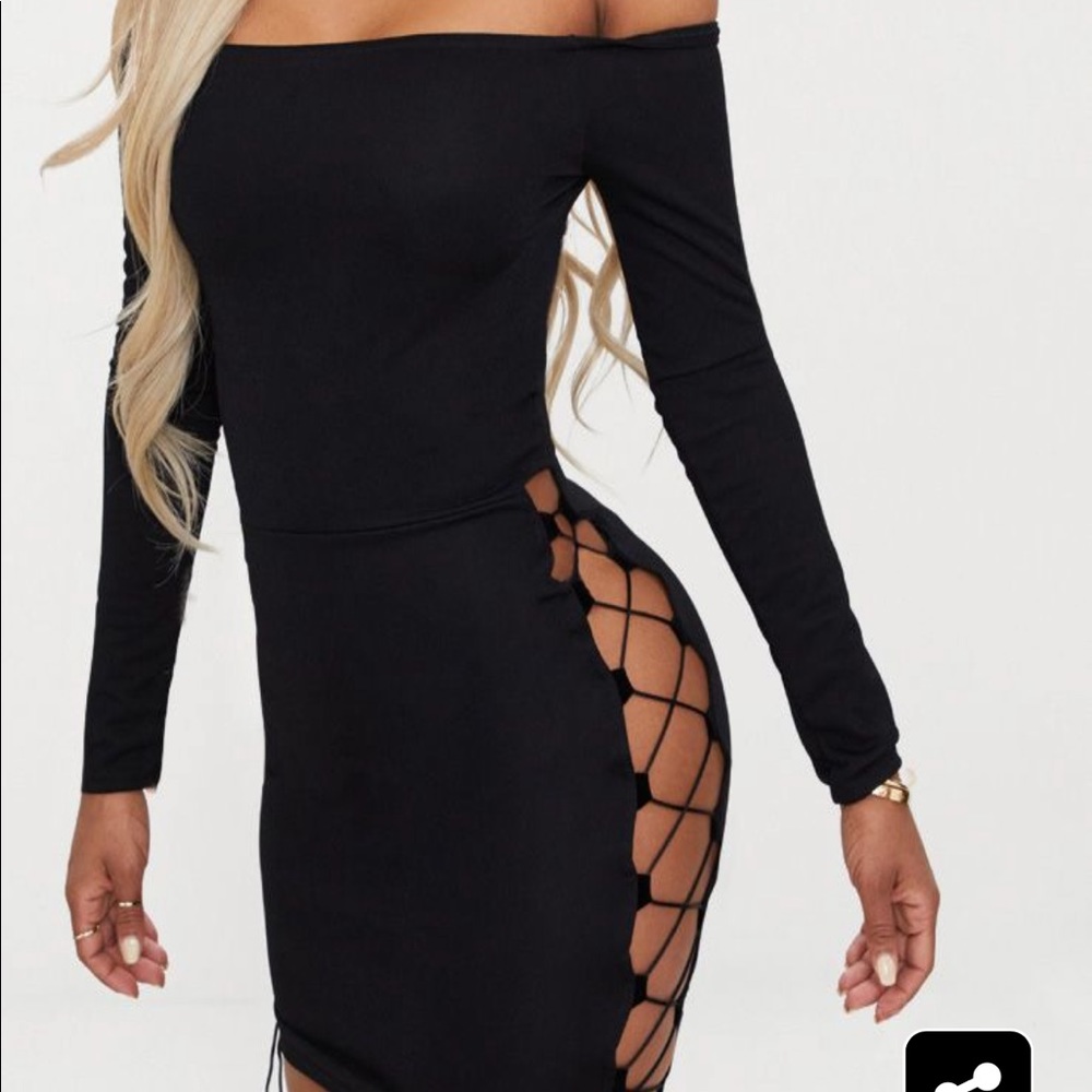 PLT black lace up dress